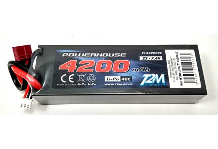 PB-MODELISME - Accu LI-PO T2M PowerHouse Car 2S 7.4V 4200mAh 40C 